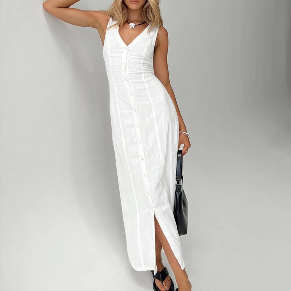 PRINCESS POLLY SUMMER SEASON LINEN BLEND MAXI DRESS